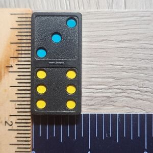 3:6 Vintage Whitman Replacement Domino Large Black Plastic Color Dots Dominoes